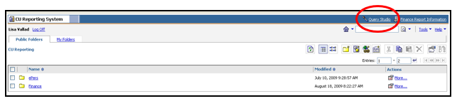 Query Studio Overview | University of Colorado